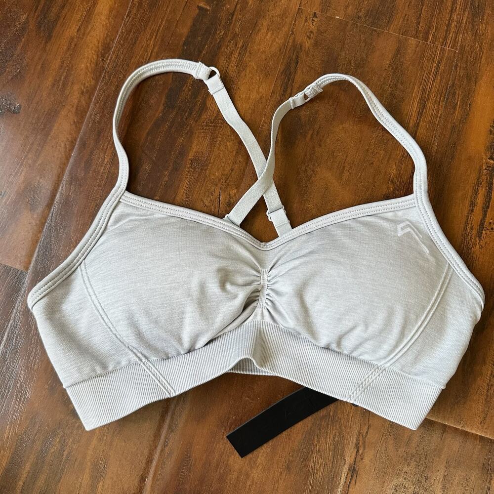 ONER ACTIVE Effortless Strappy Bralette Light Gray Marl Sports Bra NWT